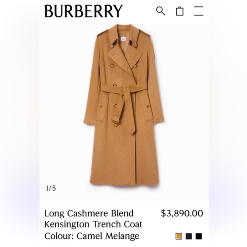NWT BURBERRY  Cashmere  Double-Breasted Kensington  Coat